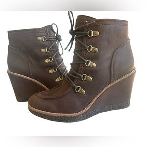 Zodiac Brown Ankle Boots with Wedge Heel